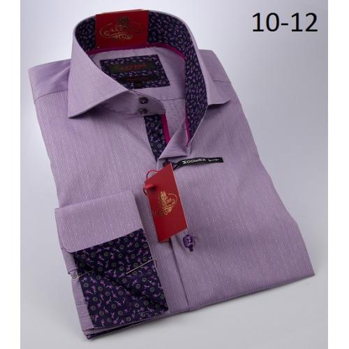 Axxess Purple / Micro Polka Dot Handpick Stitching 100% Cotton Modern Fit Dress Shirt 10-12